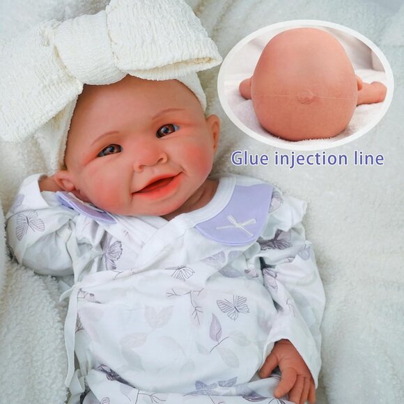 18.5in Full Silicone Reborn wheaten Open Eyes Smiling Baby Girl Dolls Lifelike - Picture 5 of 6